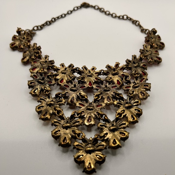 J.Crew bold floral necklace pink clear faceted beads special occasions ornate - Picture 11 of 11